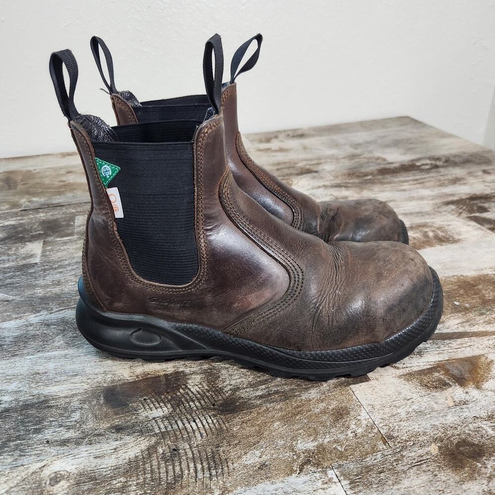 Grisport Mens 7 Brown Leather Steel Toe Chelsea Work Boots Safety Slip On